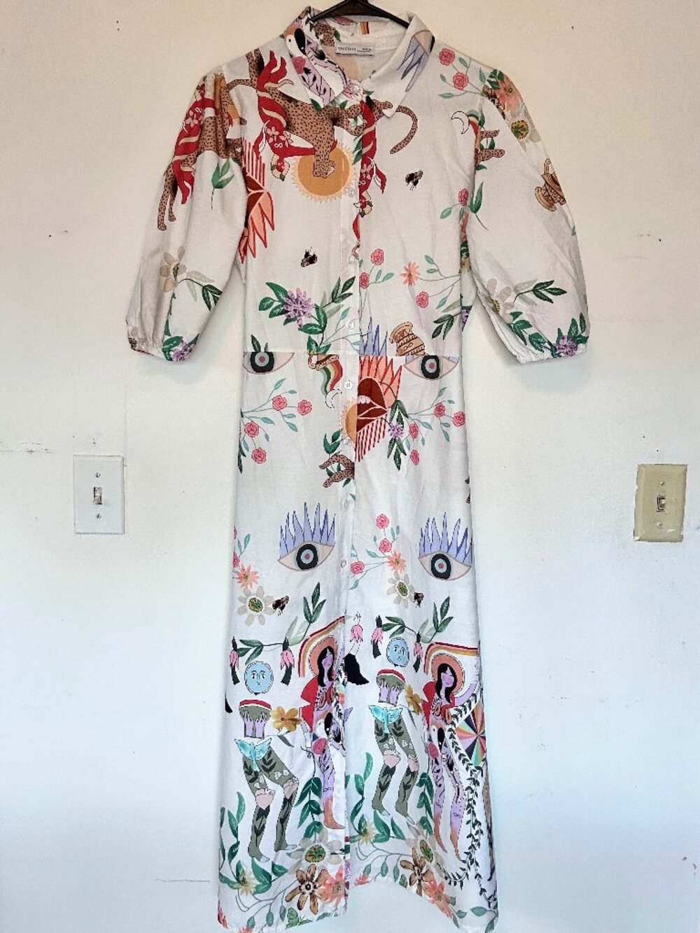 CIVICO 51 Made in Italy Novelty Pattern Midi Shirt Dress
